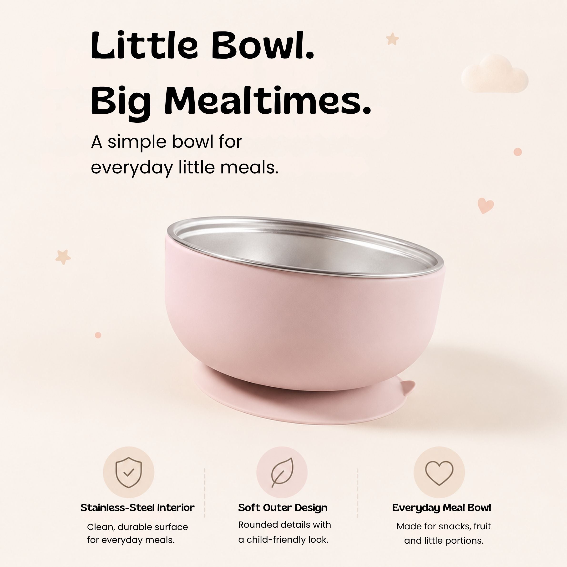 nylyCas™ BearGrip Stainless Steel Suction Bowl