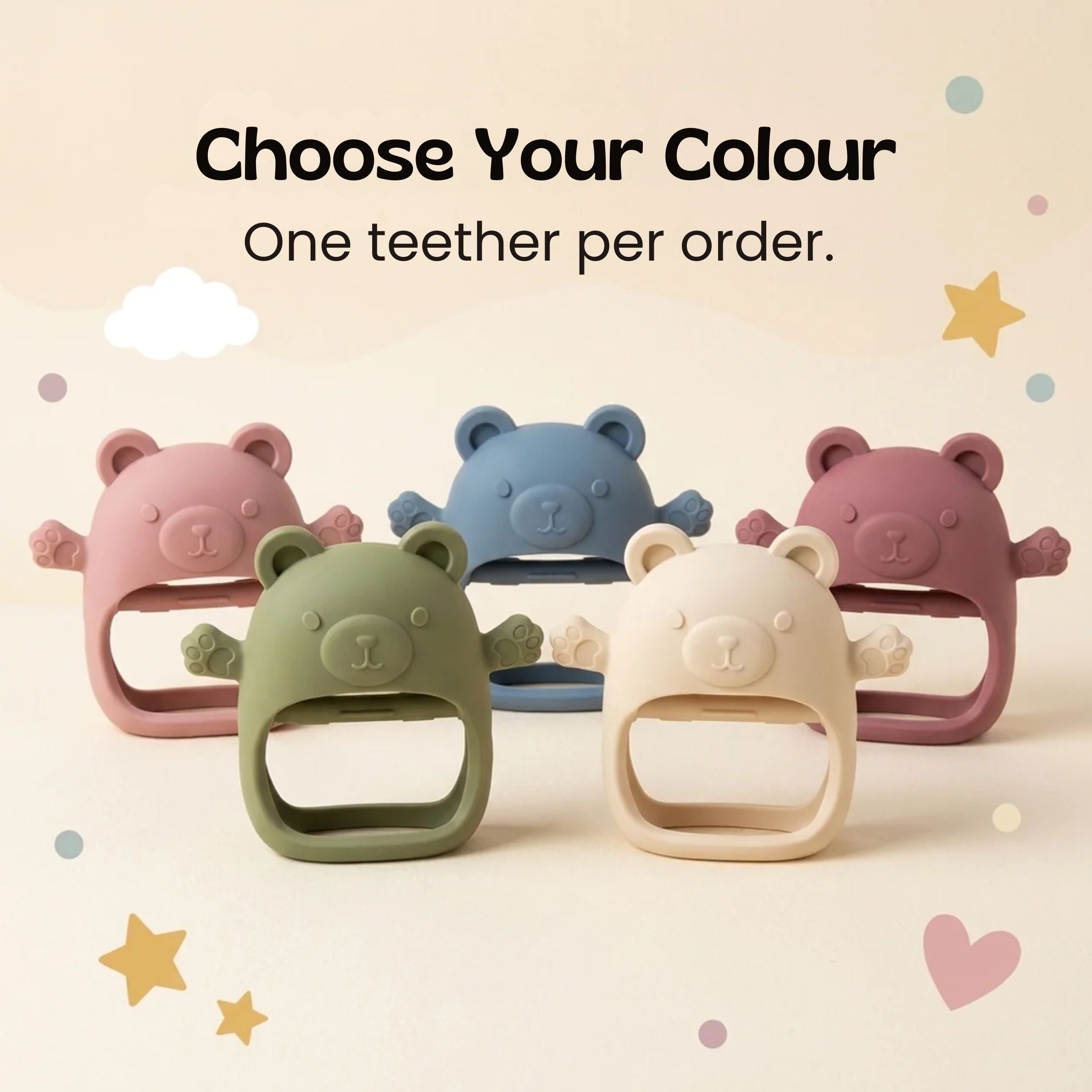 nylyCas™ BearBite Silicone Baby Teether