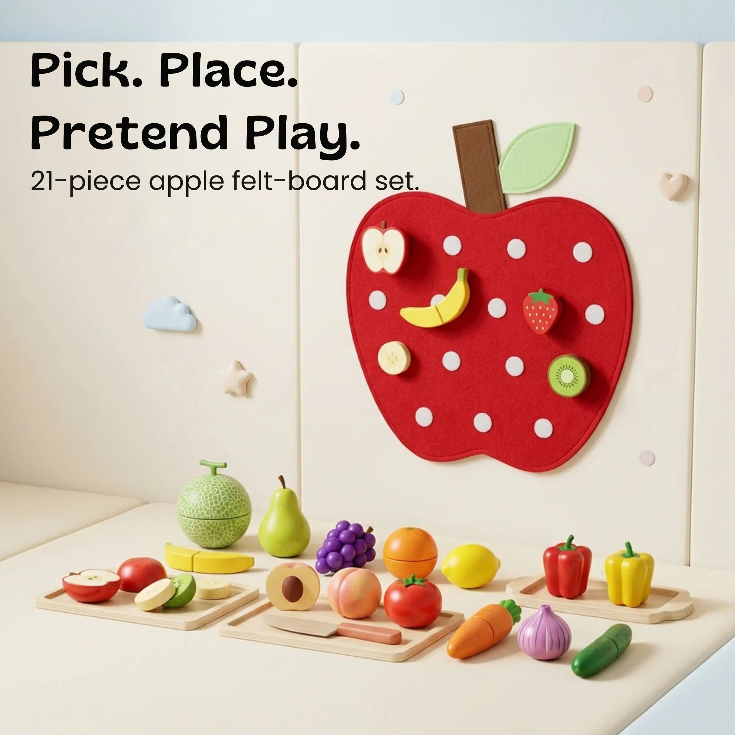 nylyCas™ ApplePatch Felt Food Sorting Board