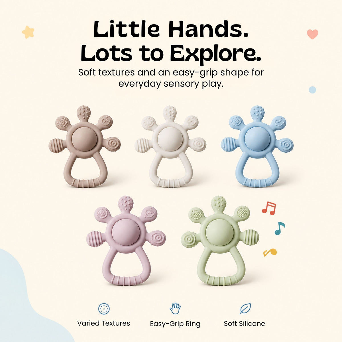 nylyCas™ LittleGrip Silicone Teether Rattle