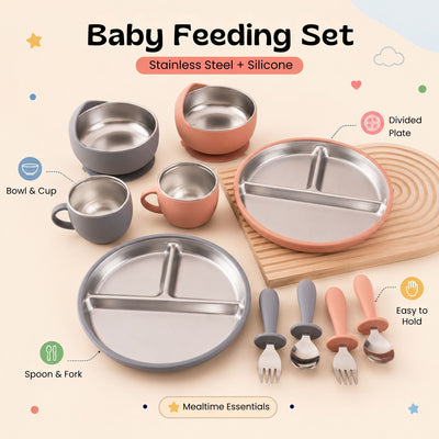 nylyCas™ LittleDine Stainless Steel Baby Feeding Set
