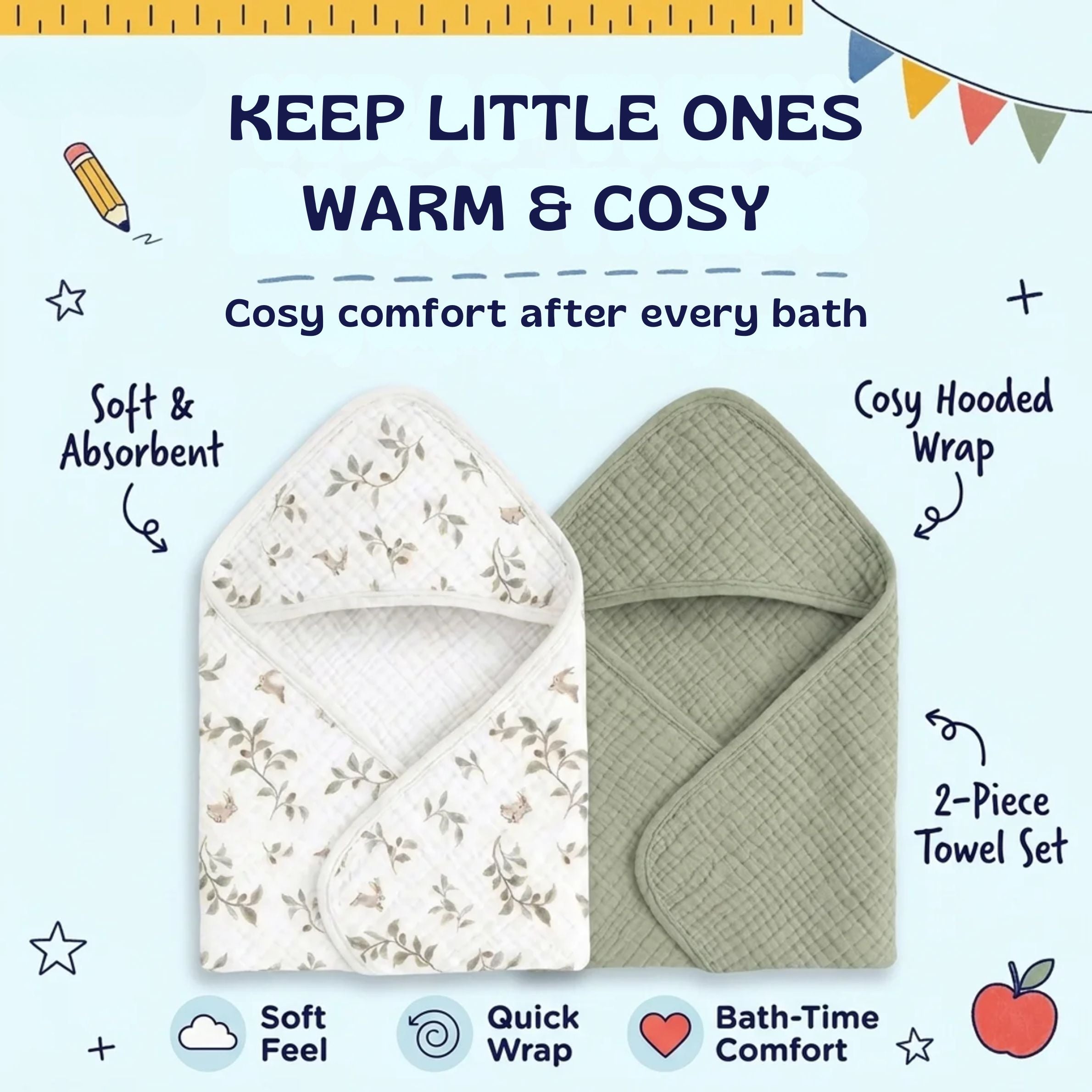 Buy 1 Take 1 nylyCas™ CozySprout Hooded Baby Towels