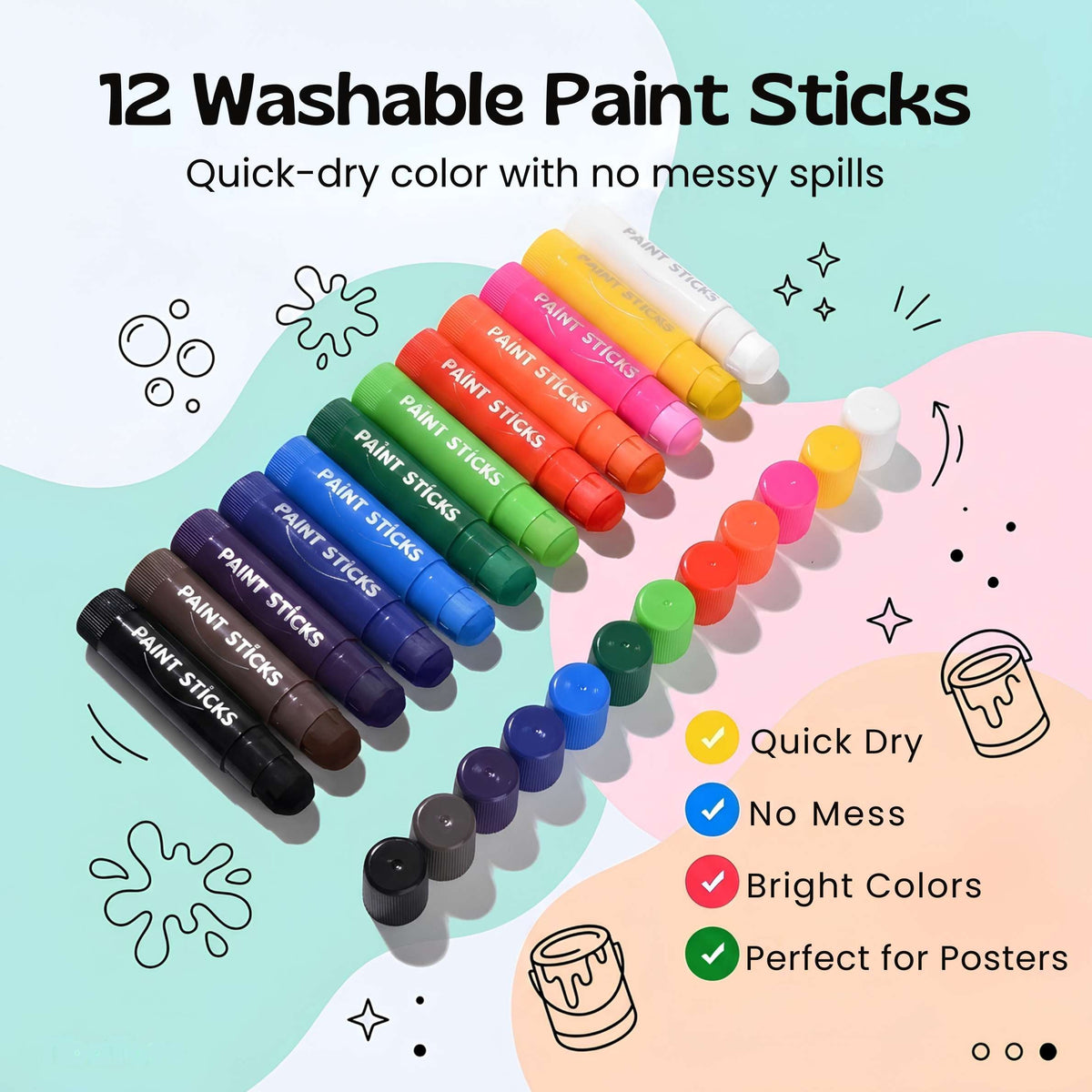 nylyCas™ RainbowGlide Washable Paint Sticks