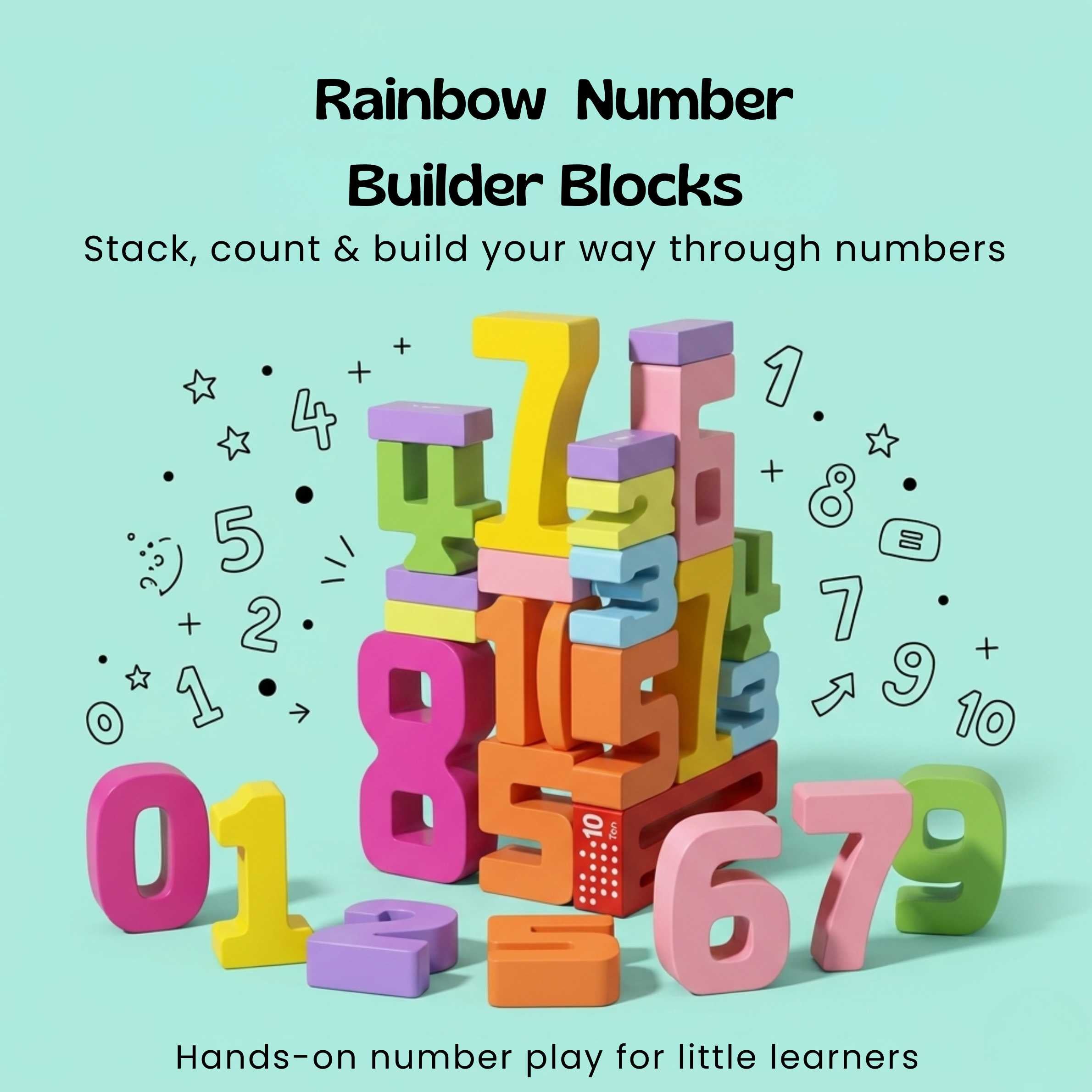 nylyCas™ StackNum Wooden Number Blocks