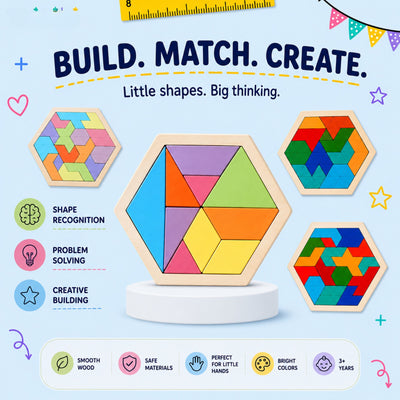 nylyCas™ Wooden Tangram Puzzle Board
