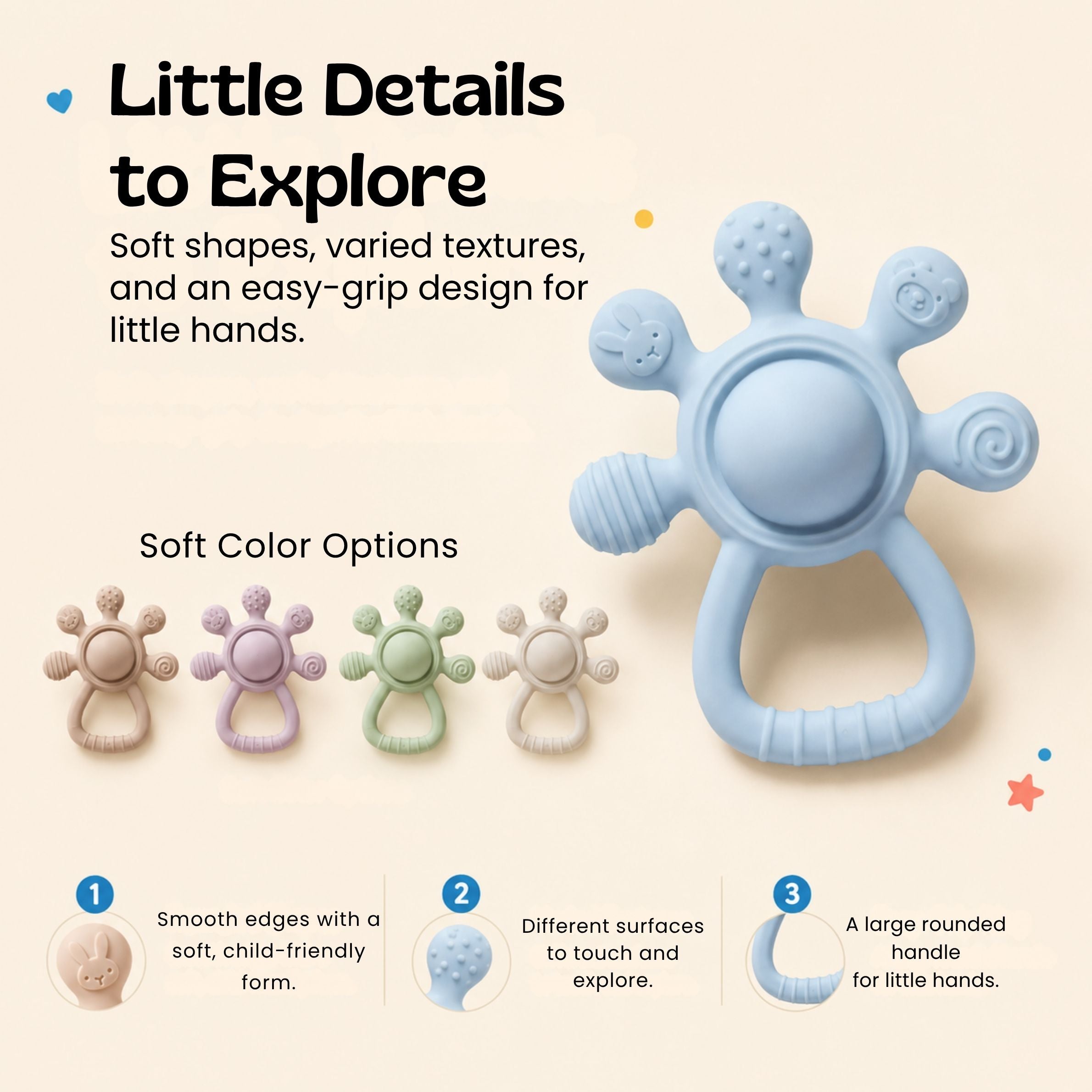 nylyCas™ LittleGrip Silicone Teether Rattle