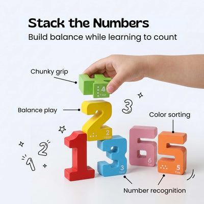 nylyCas™ StackNum Wooden Number Blocks