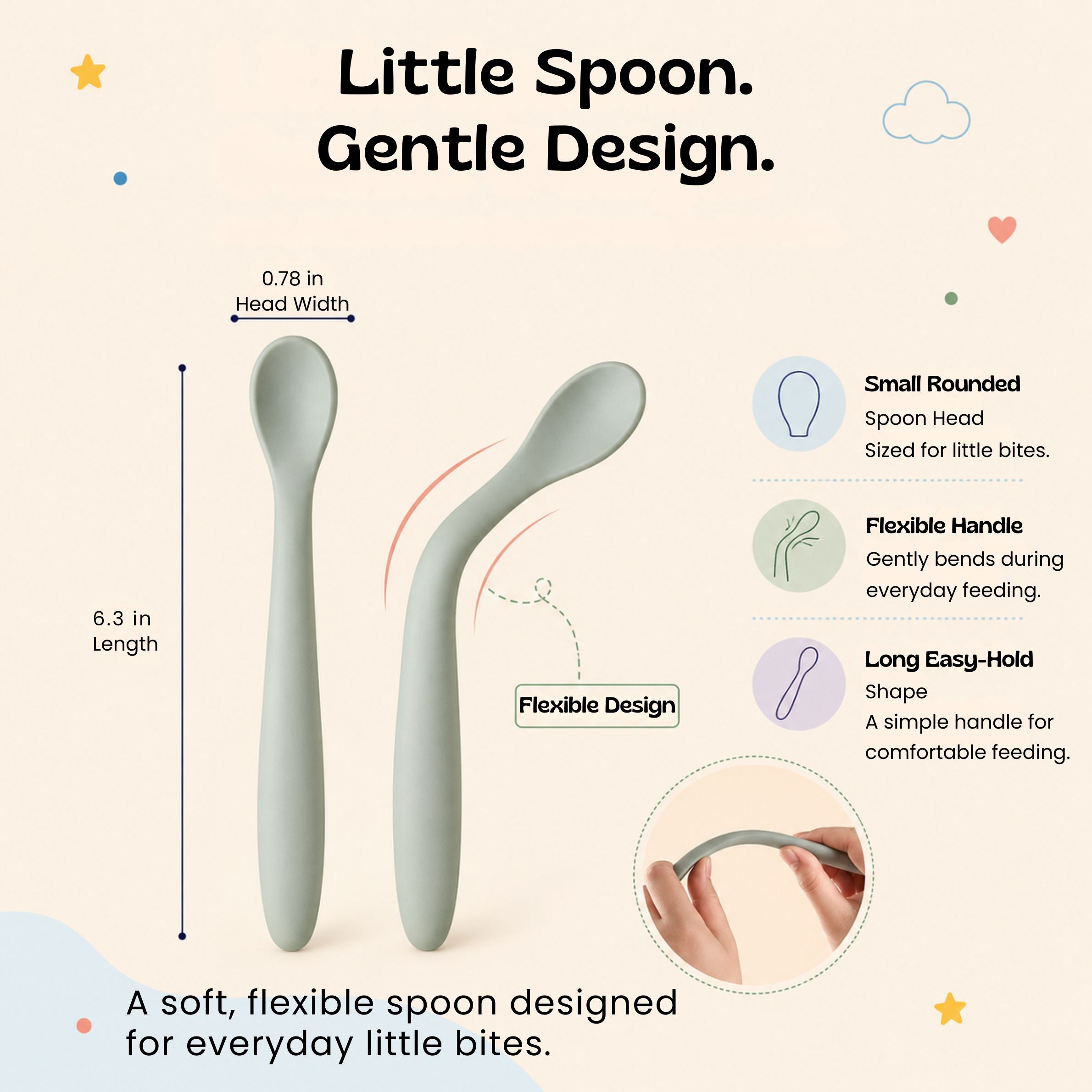 nylyCas™ SoftStart Silicone Baby Feeding Spoon