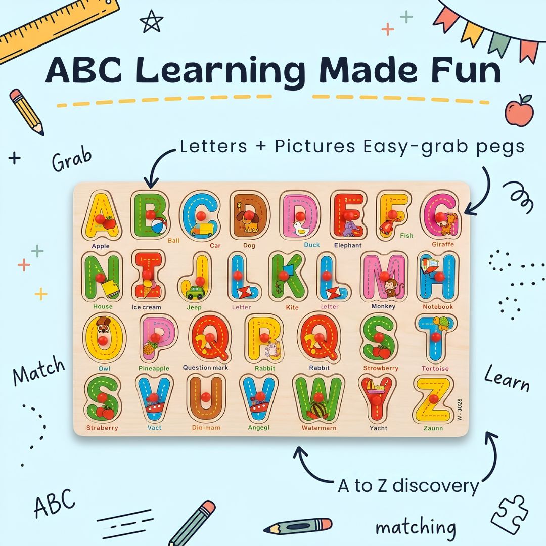 nylyCas™ Wooden Match & Learn Puzzle Board