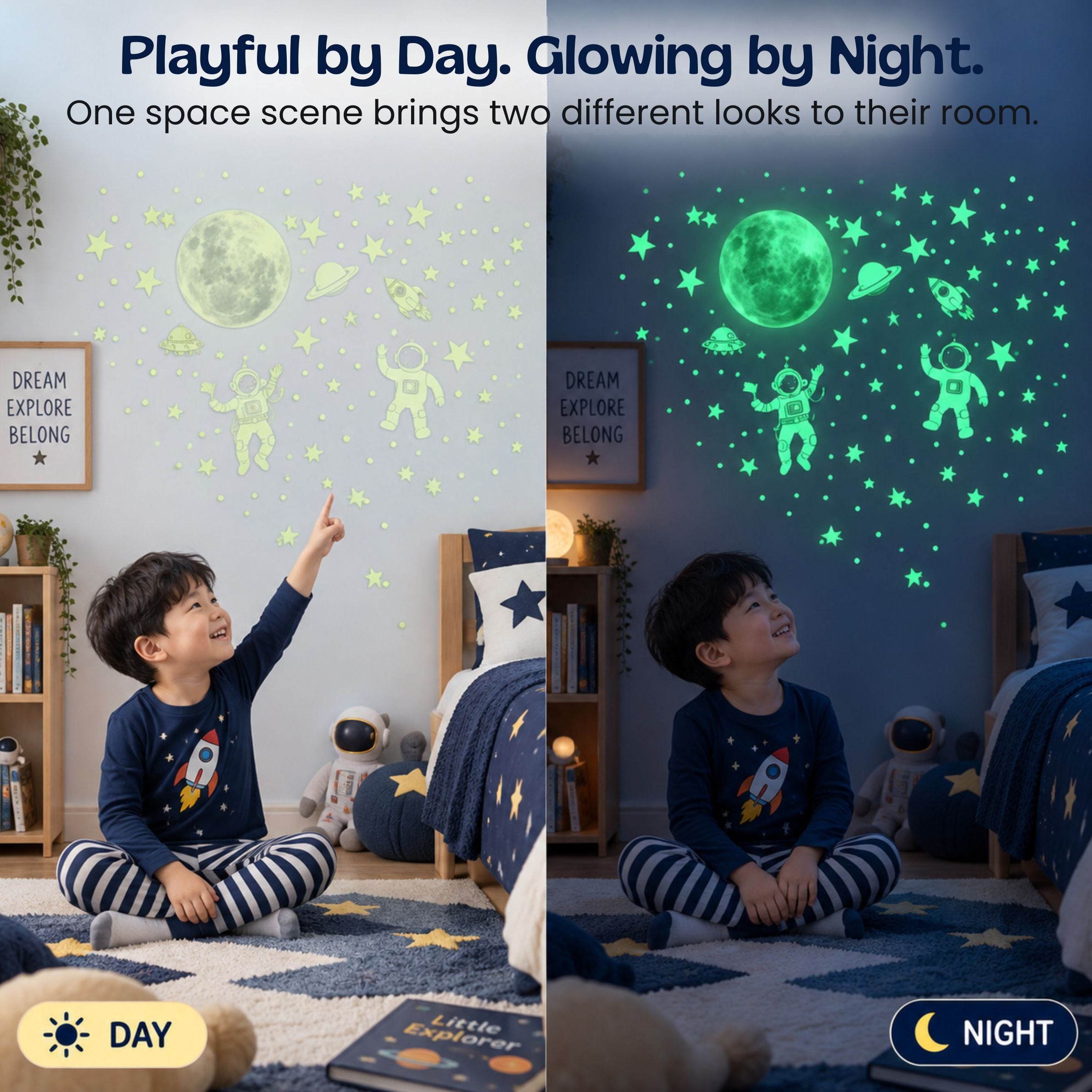 nylyCas™ MoonGlow Astronaut Wall Stickers