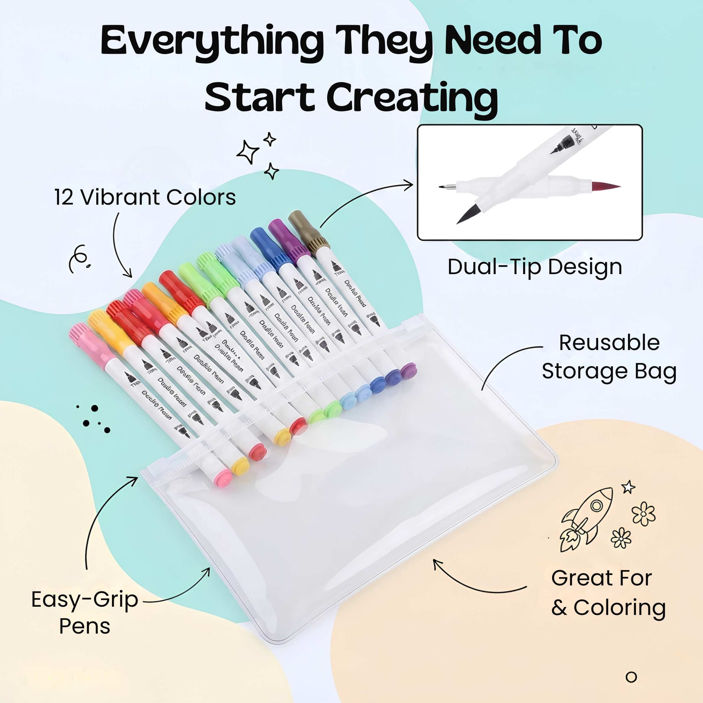 nylyCas™ RainbowBrush Dual-Tip Marker Set