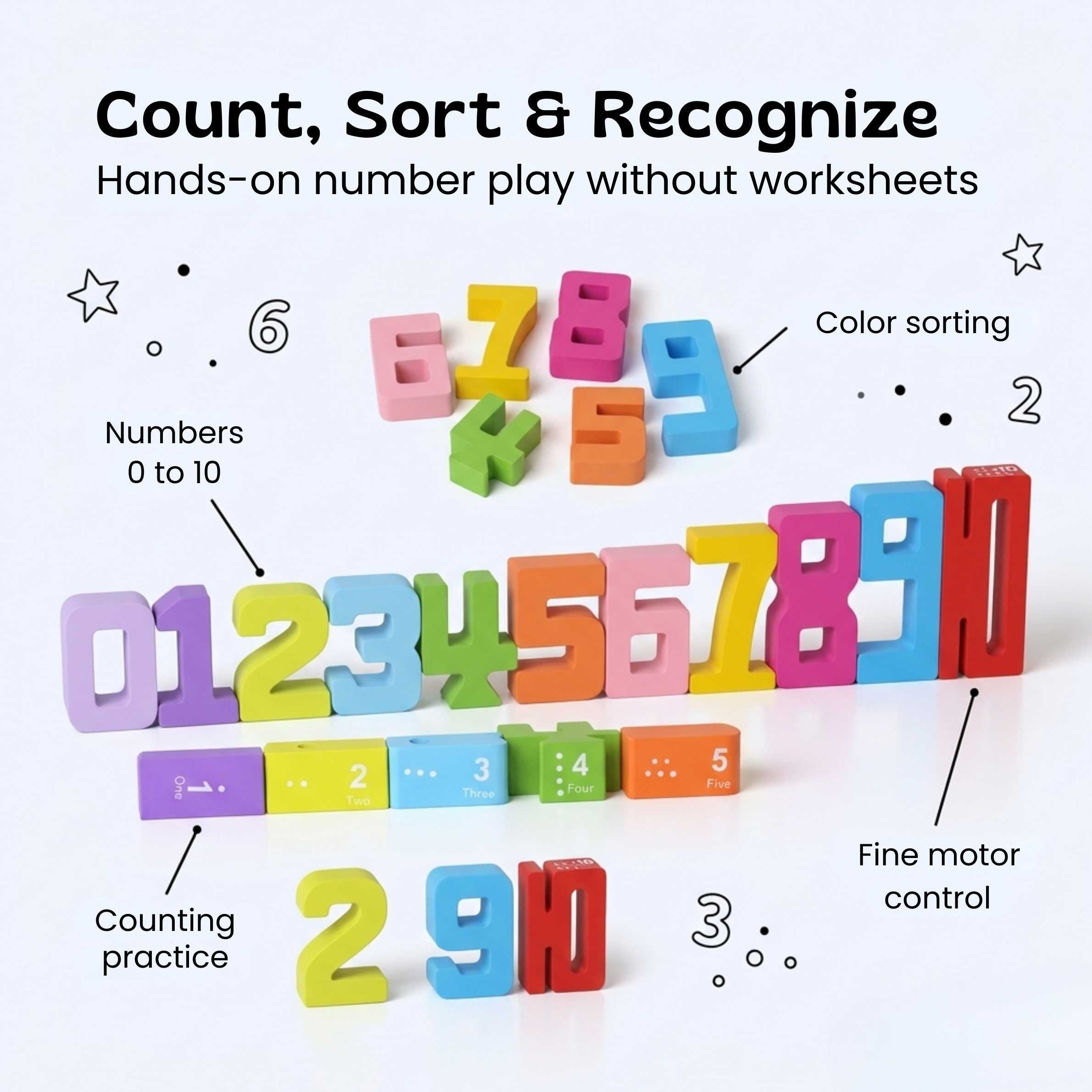 nylyCas™ StackNum Wooden Number Blocks