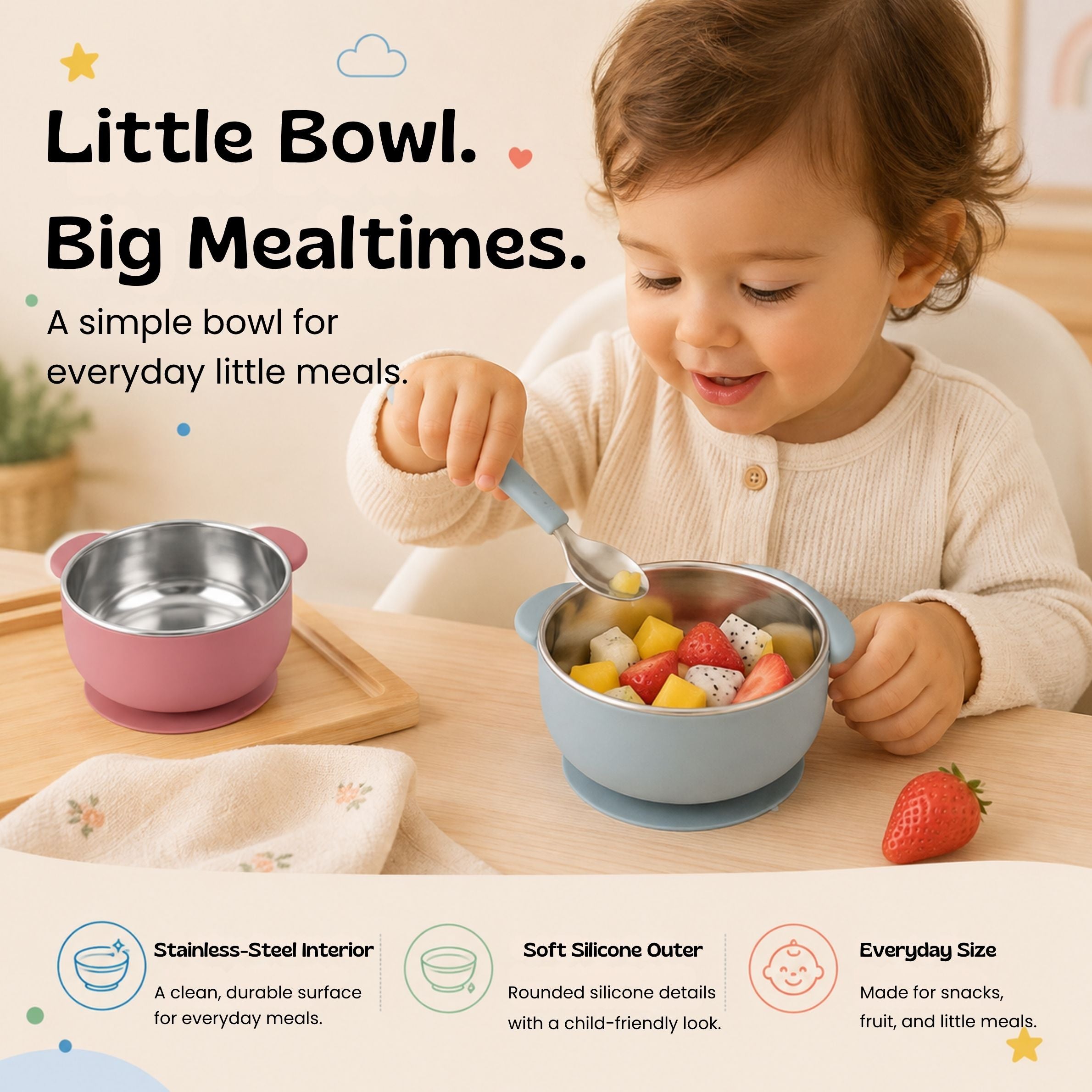 nylyCas™ BearGrip Stainless Steel Suction Bowl