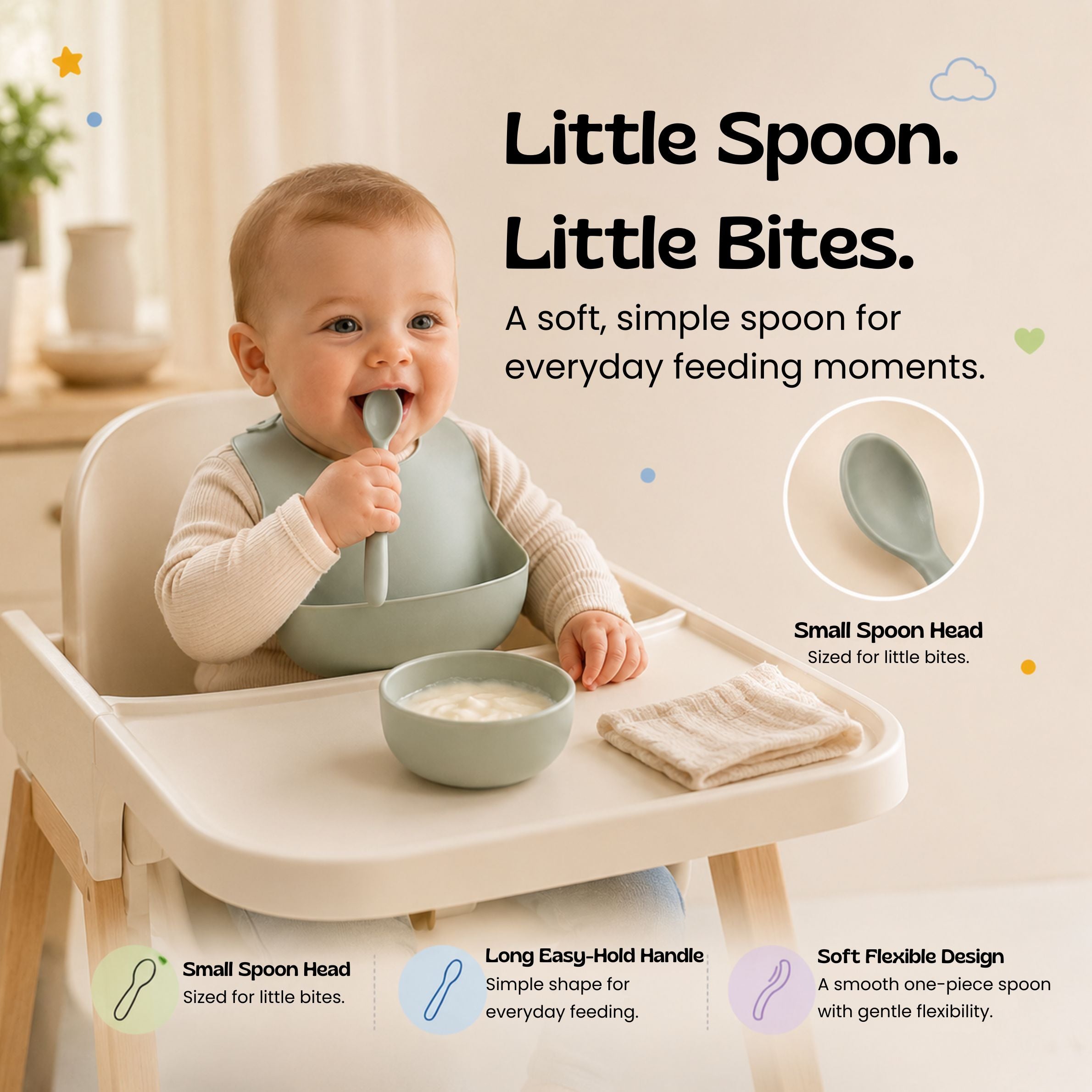 nylyCas™ SoftStart Silicone Baby Feeding Spoon