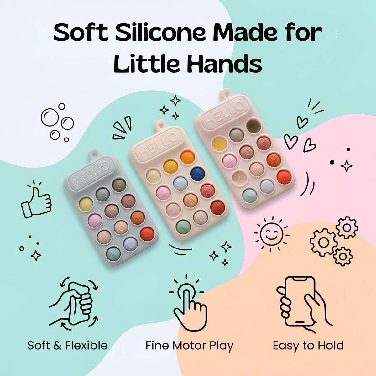 nylyCas™ Click & Calm Silicone Phone Teether