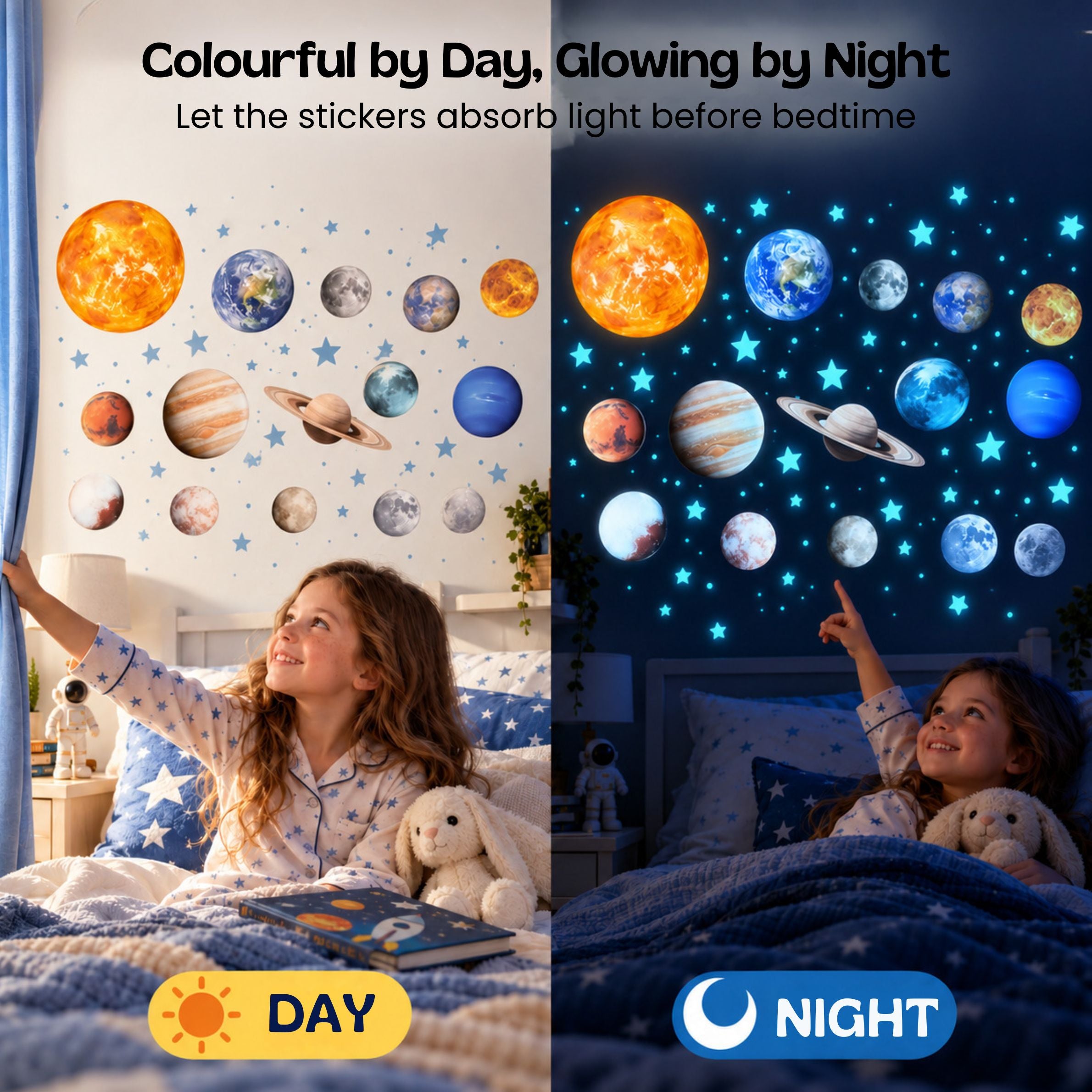 nylyCas™ Glow-in-the-Dark Space Sticker Set