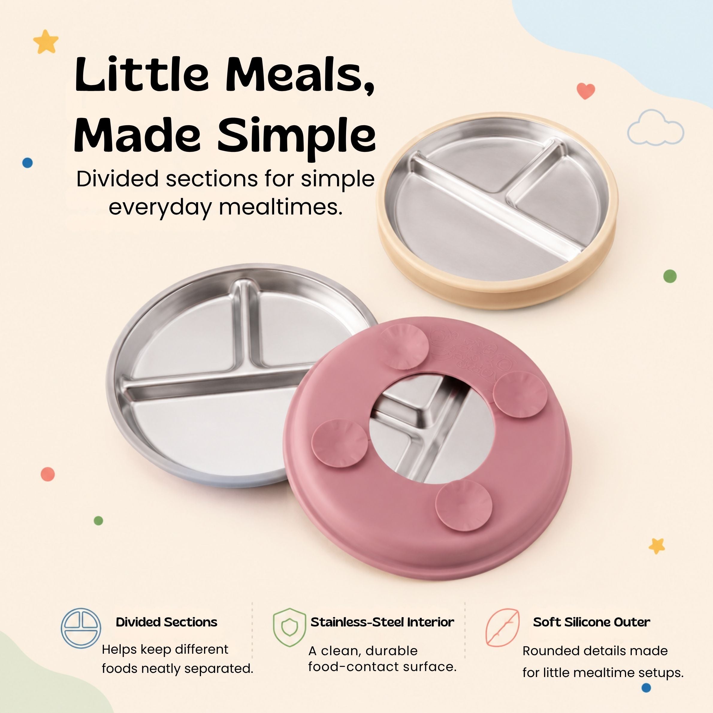nylyCas™ LittleDine Stainless Steel Baby Feeding Set