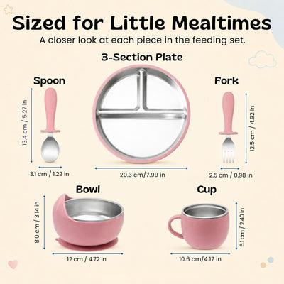 nylyCas™ LittleDine Stainless Steel Baby Feeding Set