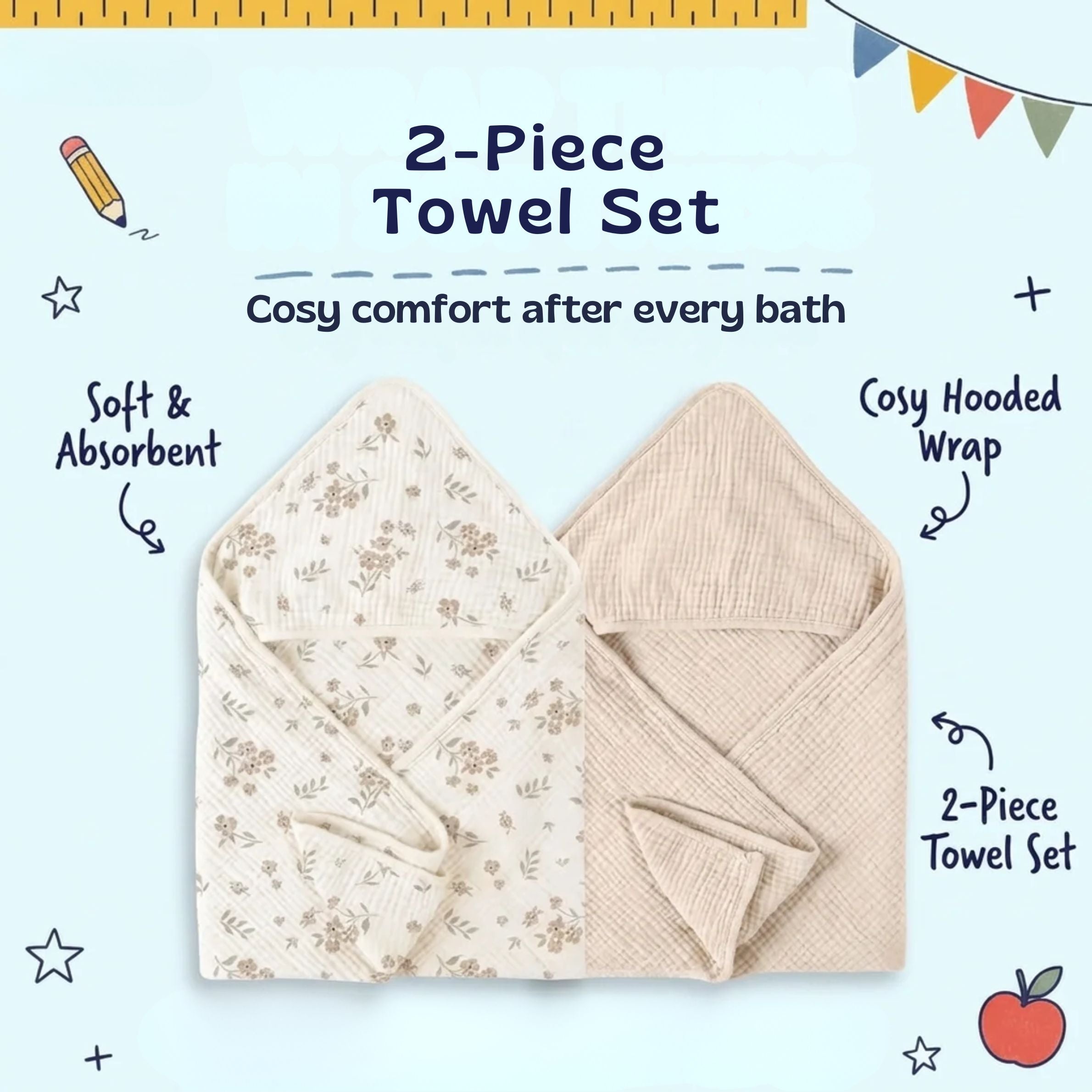 Buy 1 Take 1 nylyCas™ CozySprout Hooded Baby Towels