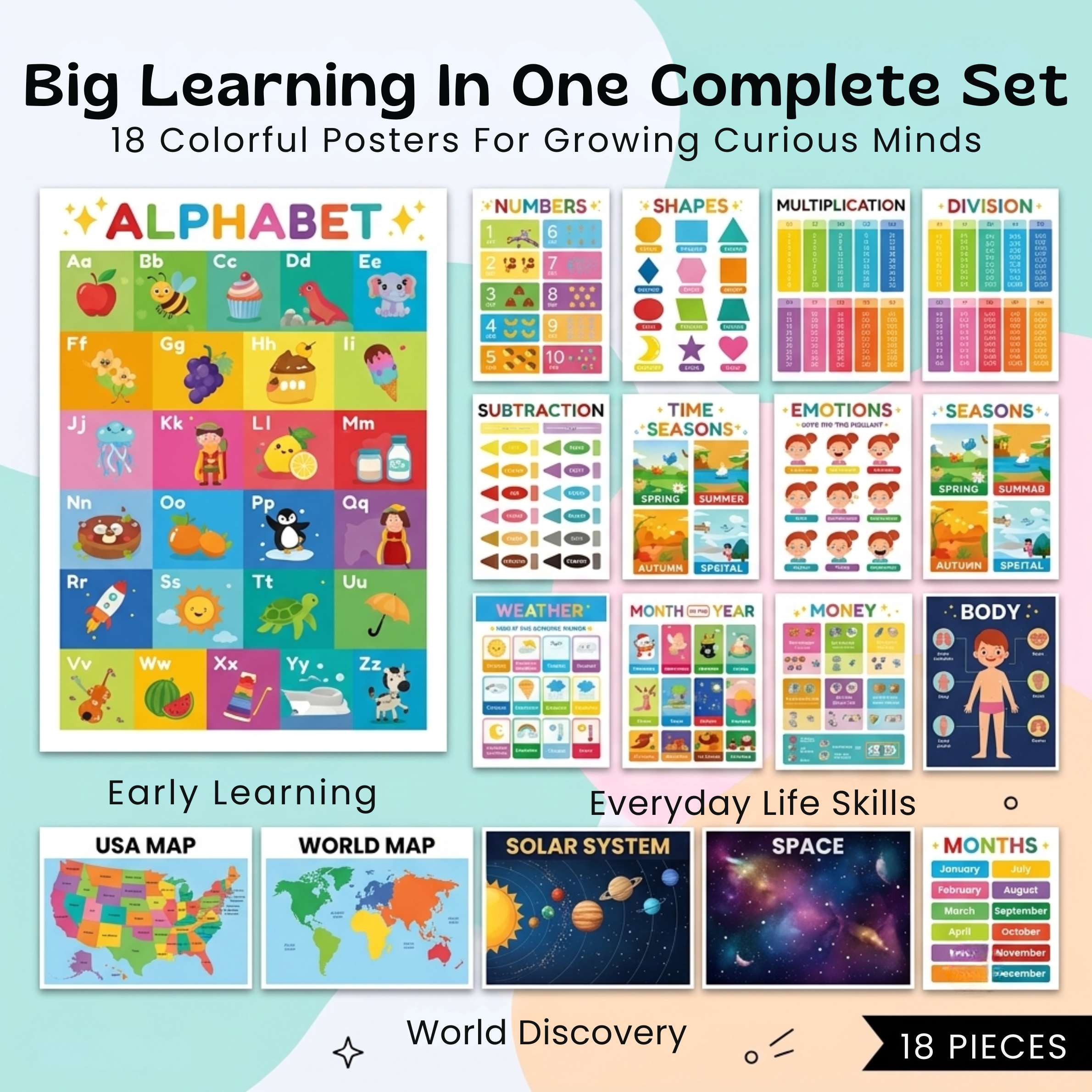 nylyCas™ LearnBright Educational Poster Set
