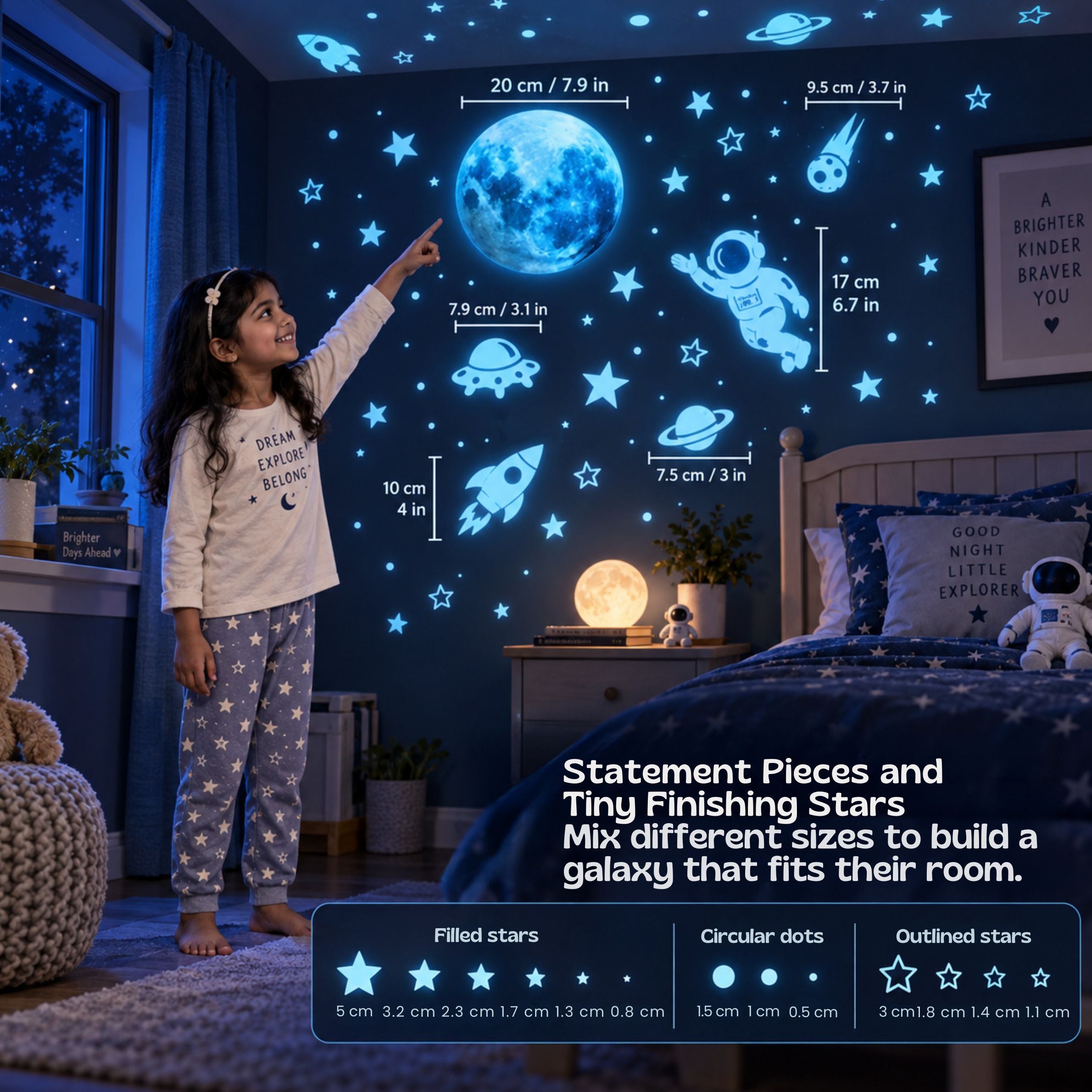 nylyCas™ GalaxyGlow Space Wall Stickers