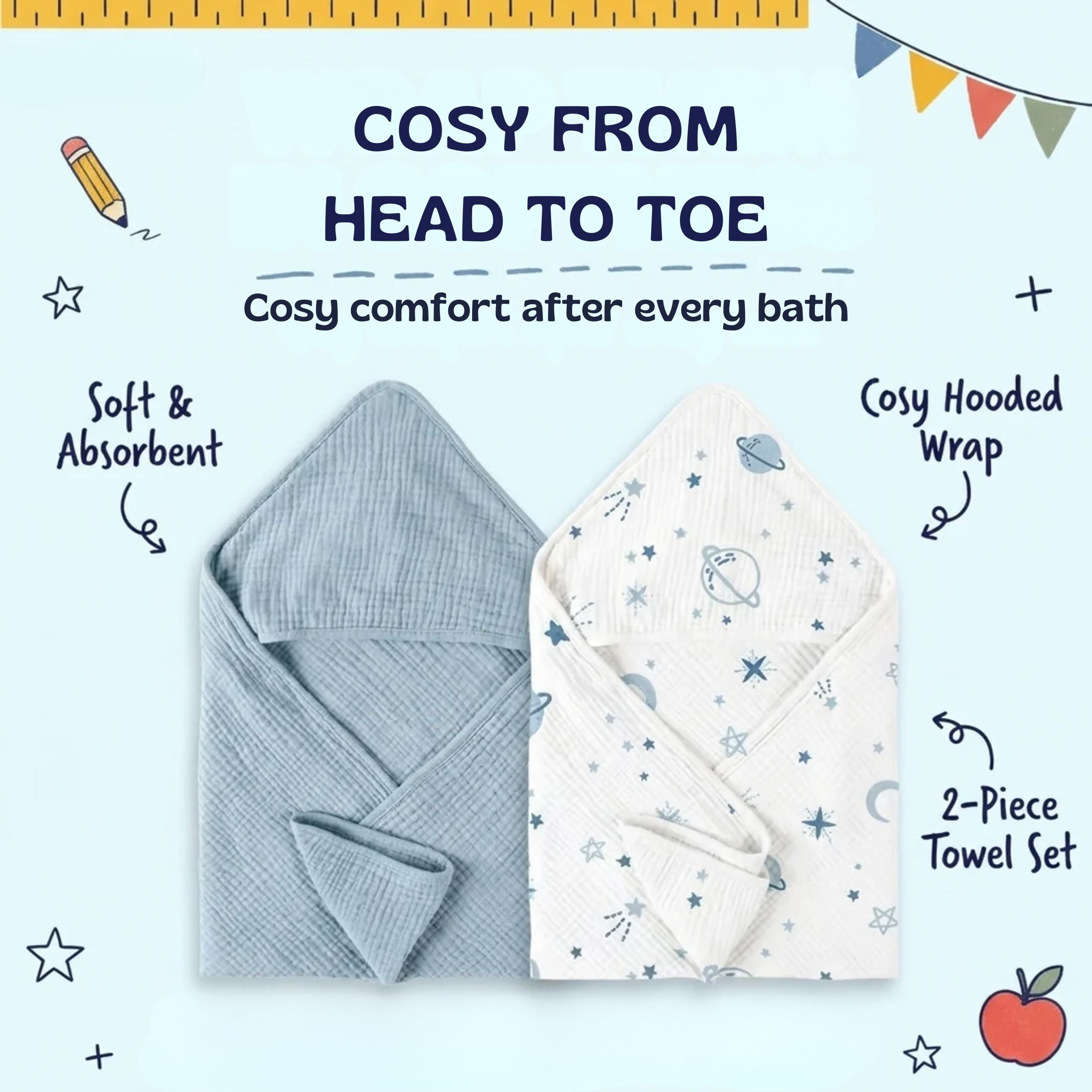 Buy 1 Take 1 nylyCas™ CozySprout Hooded Baby Towels