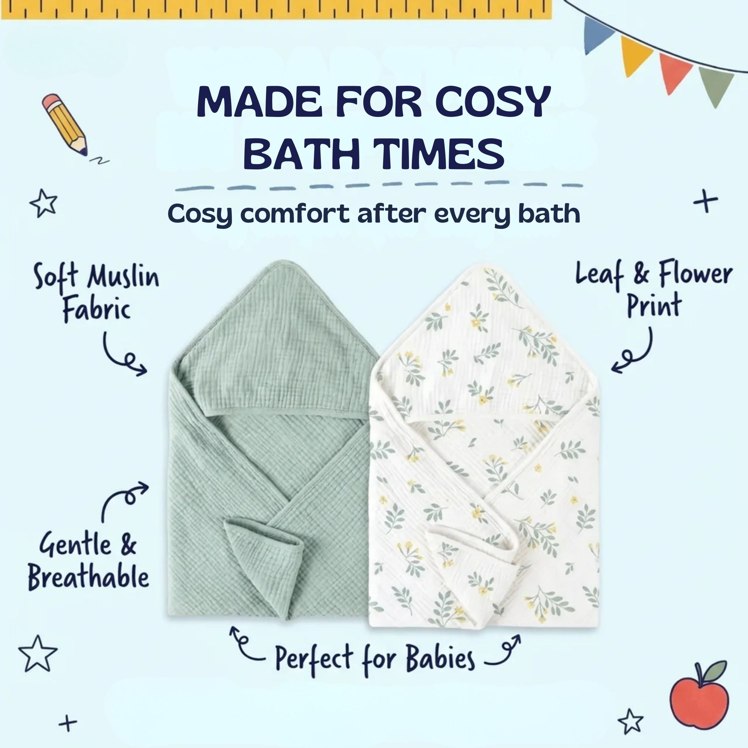 Buy 1 Take 1 nylyCas™ CozySprout Hooded Baby Towels