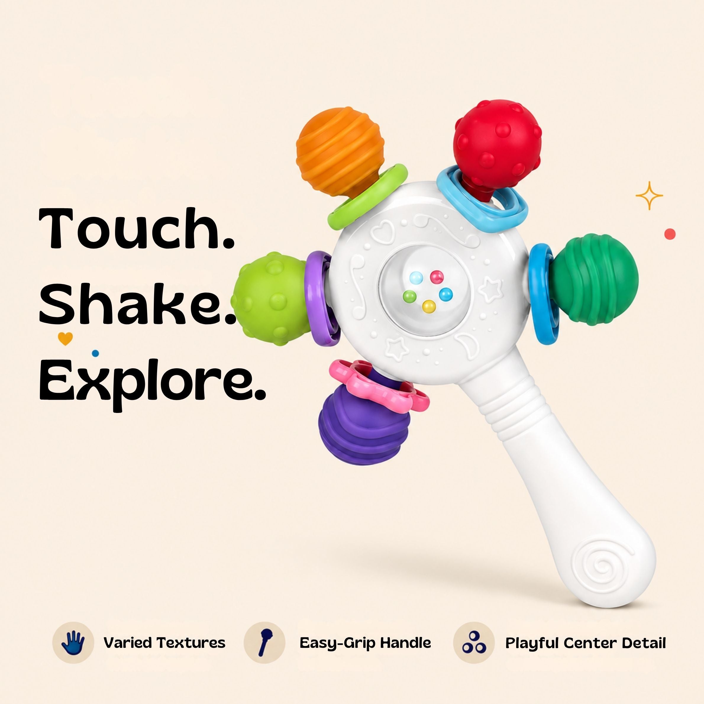 nylyCas™ RainbowGrip Baby Teether Rattle