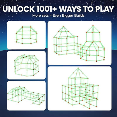 nylyCas® Glow in The Dark Kids Fort With 130 pcs