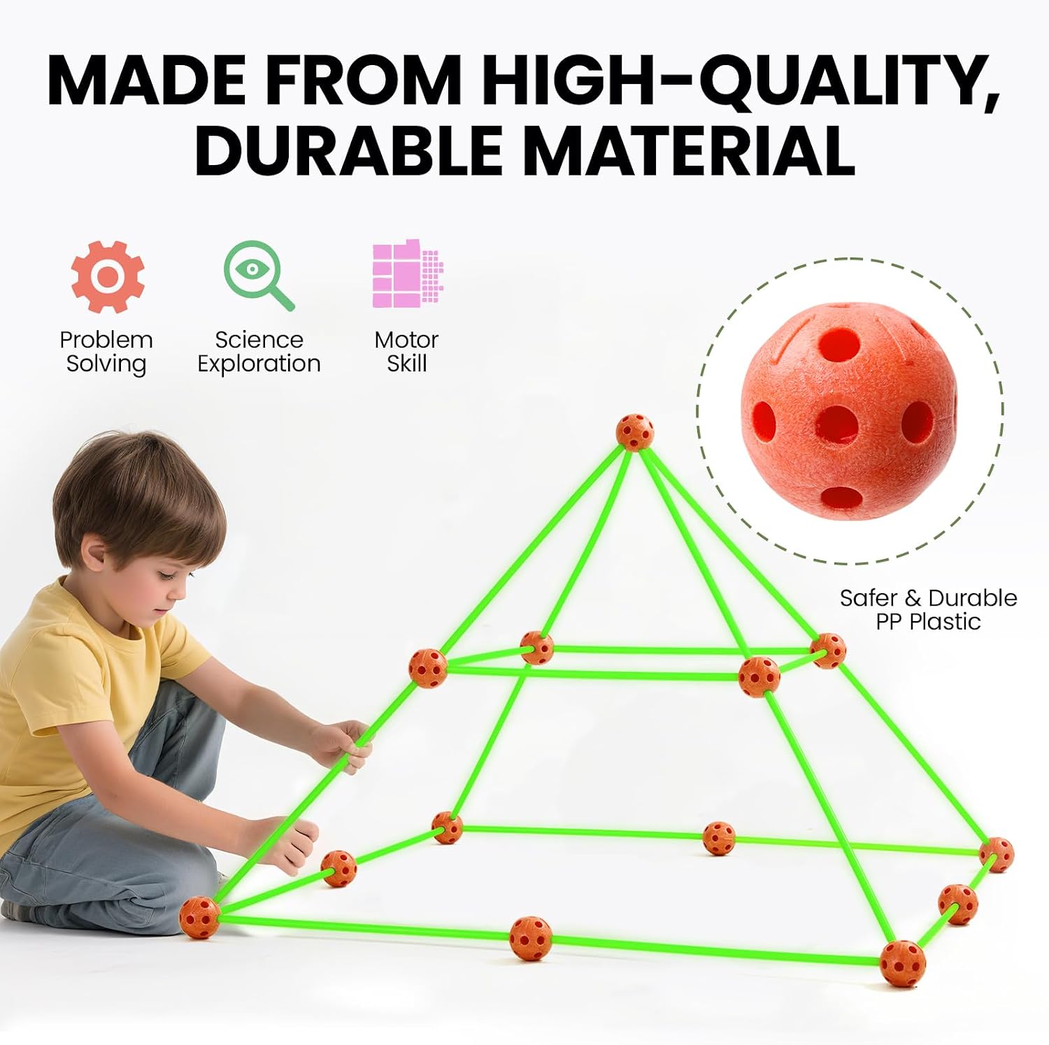 nylyCas® Glow in The Dark Kids Fort With 130 pcs