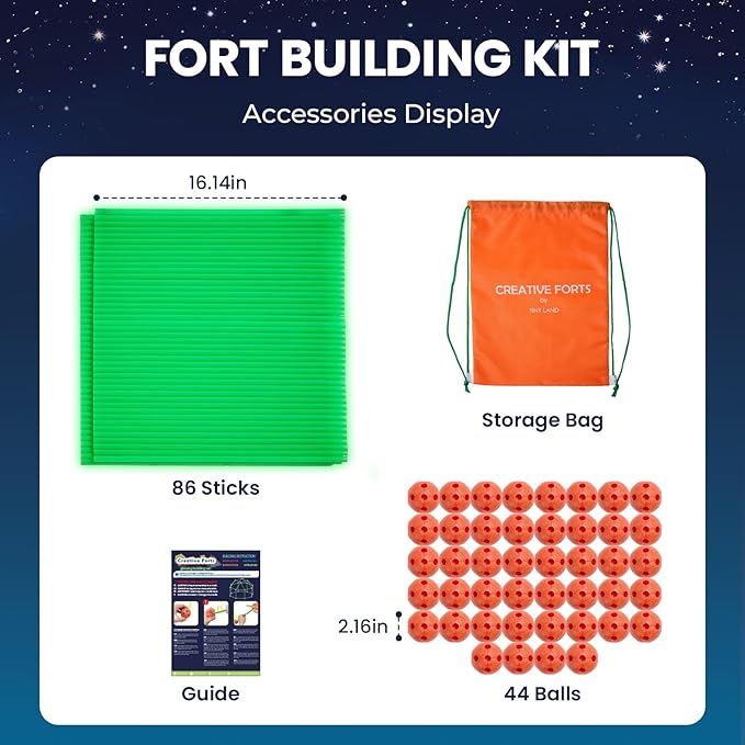 nylyCas® Glow in The Dark Kids Fort With 130 pcs