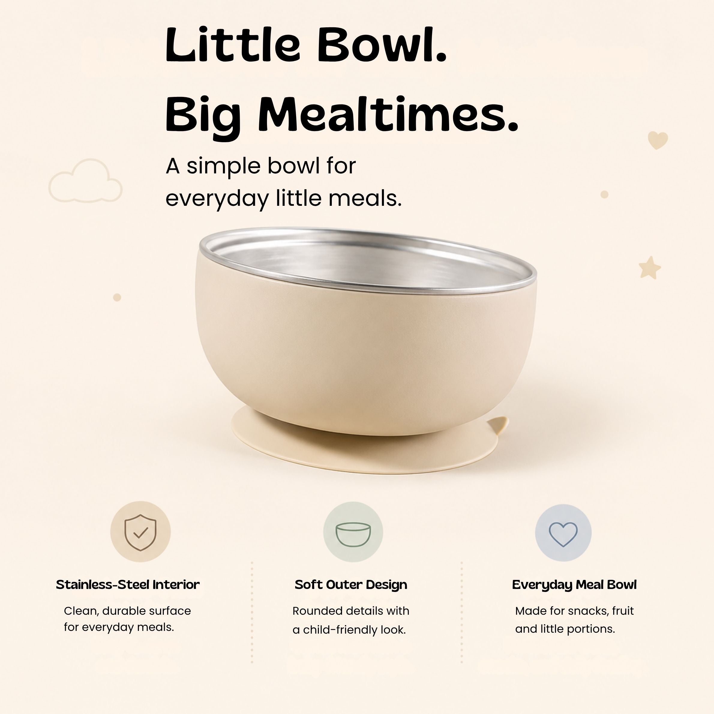 nylyCas™ BearGrip Stainless Steel Suction Bowl