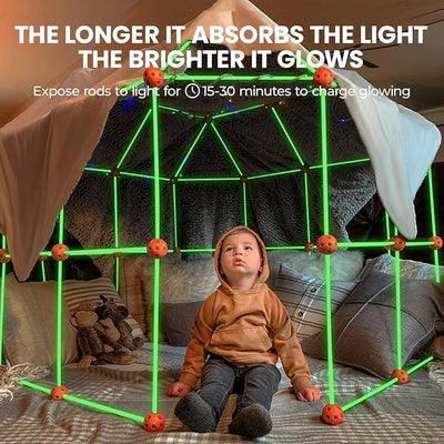 nylyCas® Glow in The Dark Kids Fort With 130 pcs
