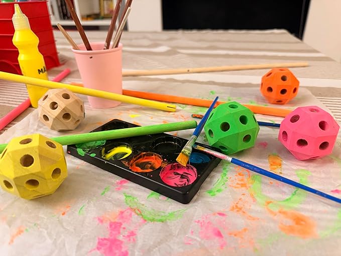 Wooden Fort Building Kit for Kids - STEM Montessori construction toy - 52 rods & 30 spheres (Ages +4)