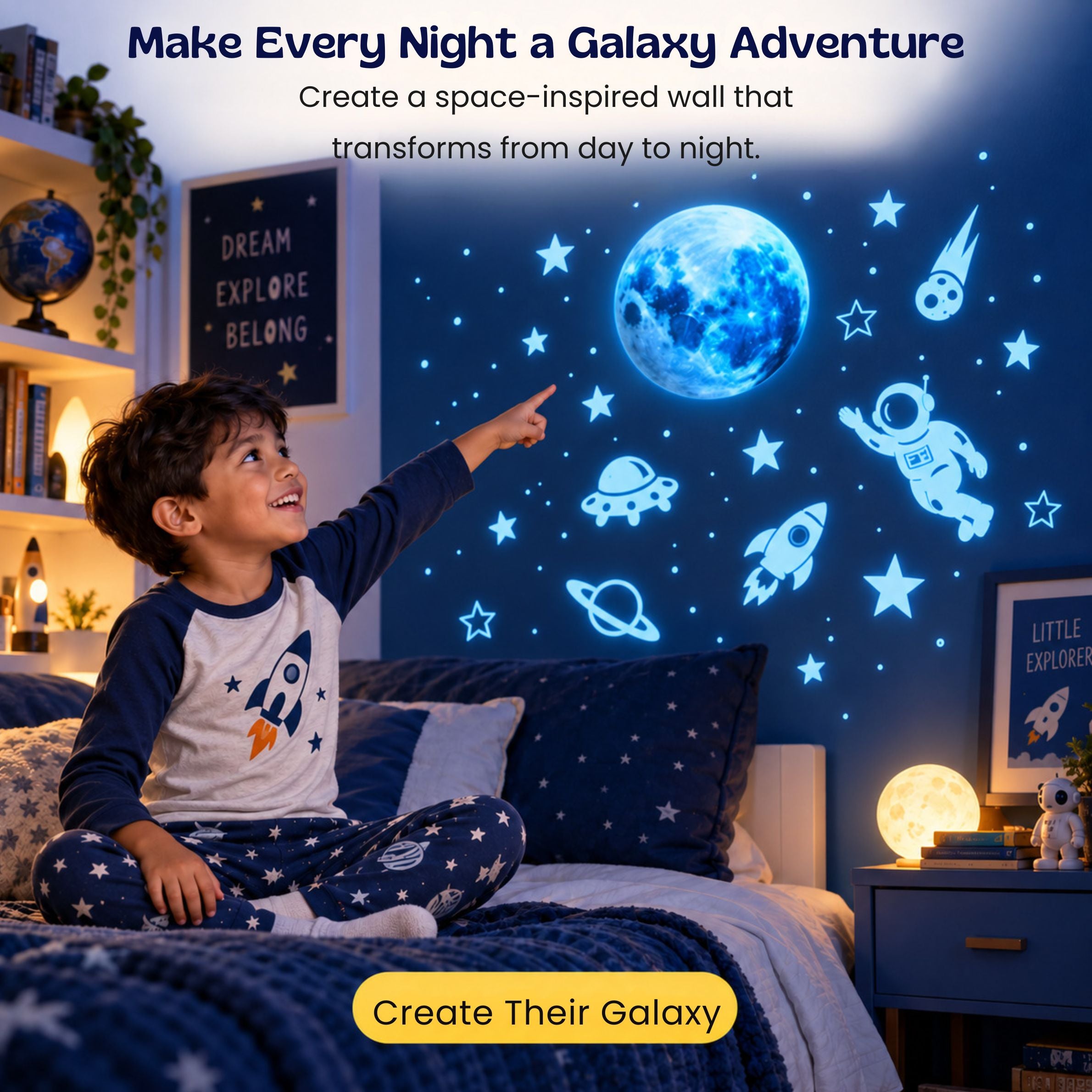 nylyCas™ GalaxyGlow Space Wall Stickers