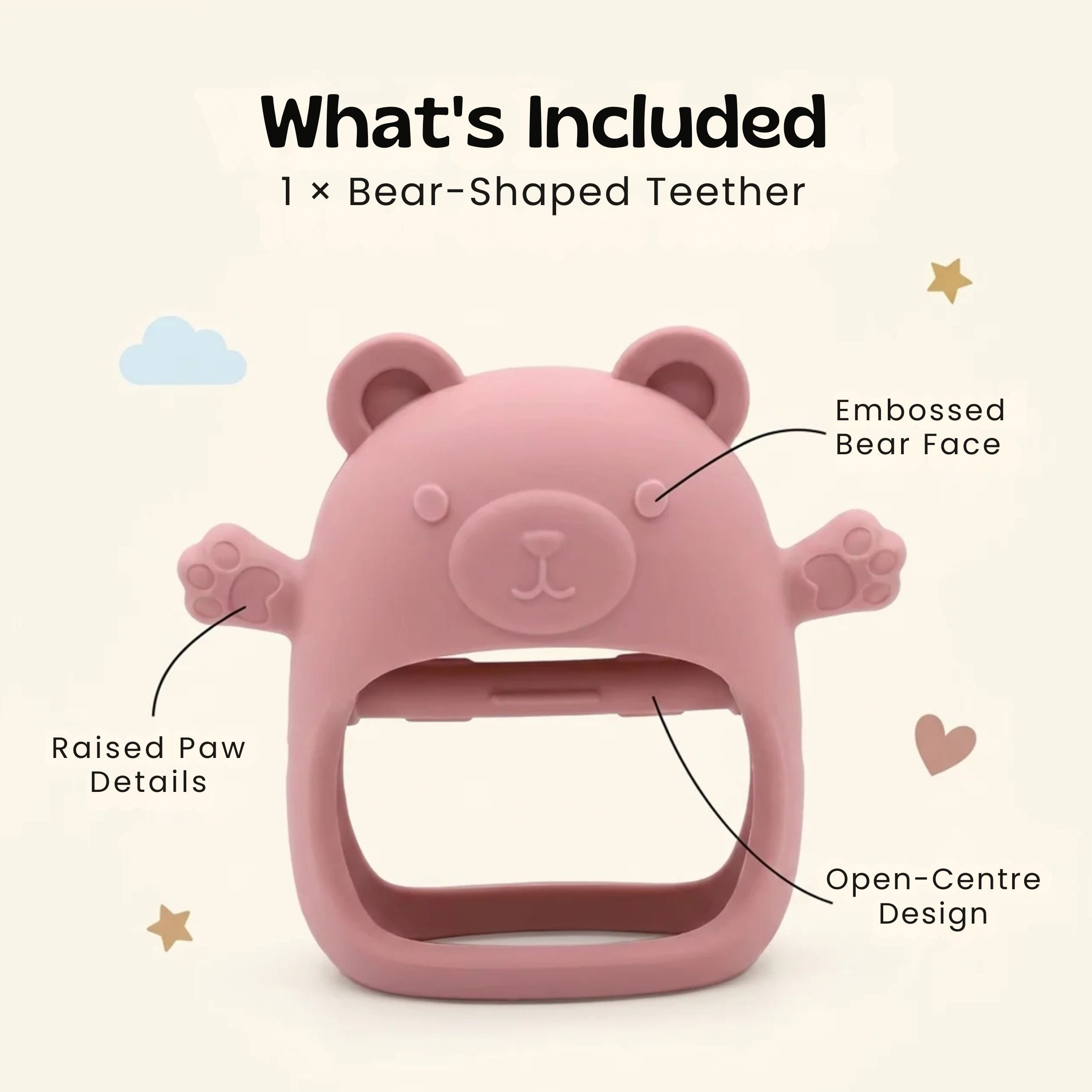 nylyCas™ BearBite Silicone Baby Teether
