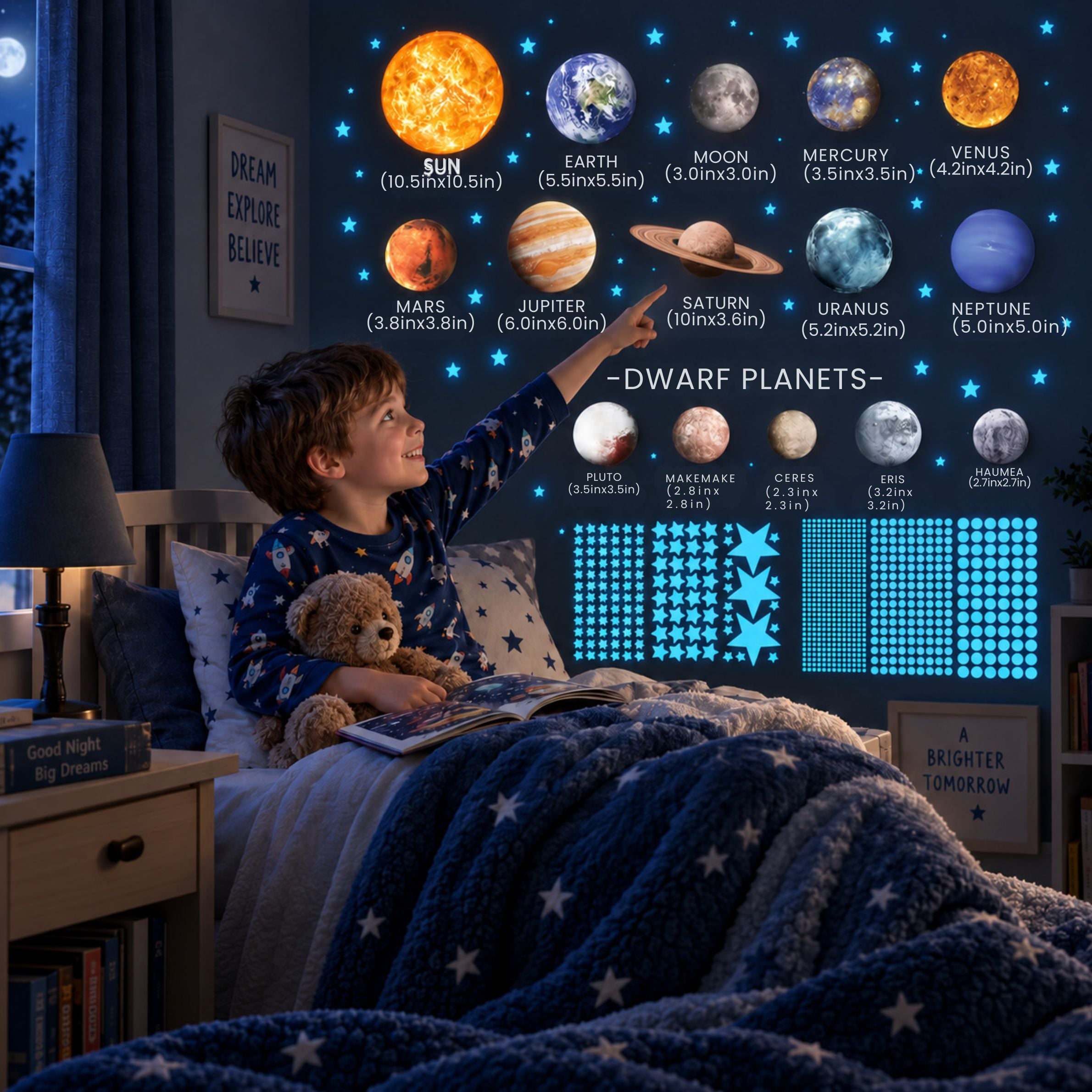 nylyCas™ Glow-in-the-Dark Space Sticker Set