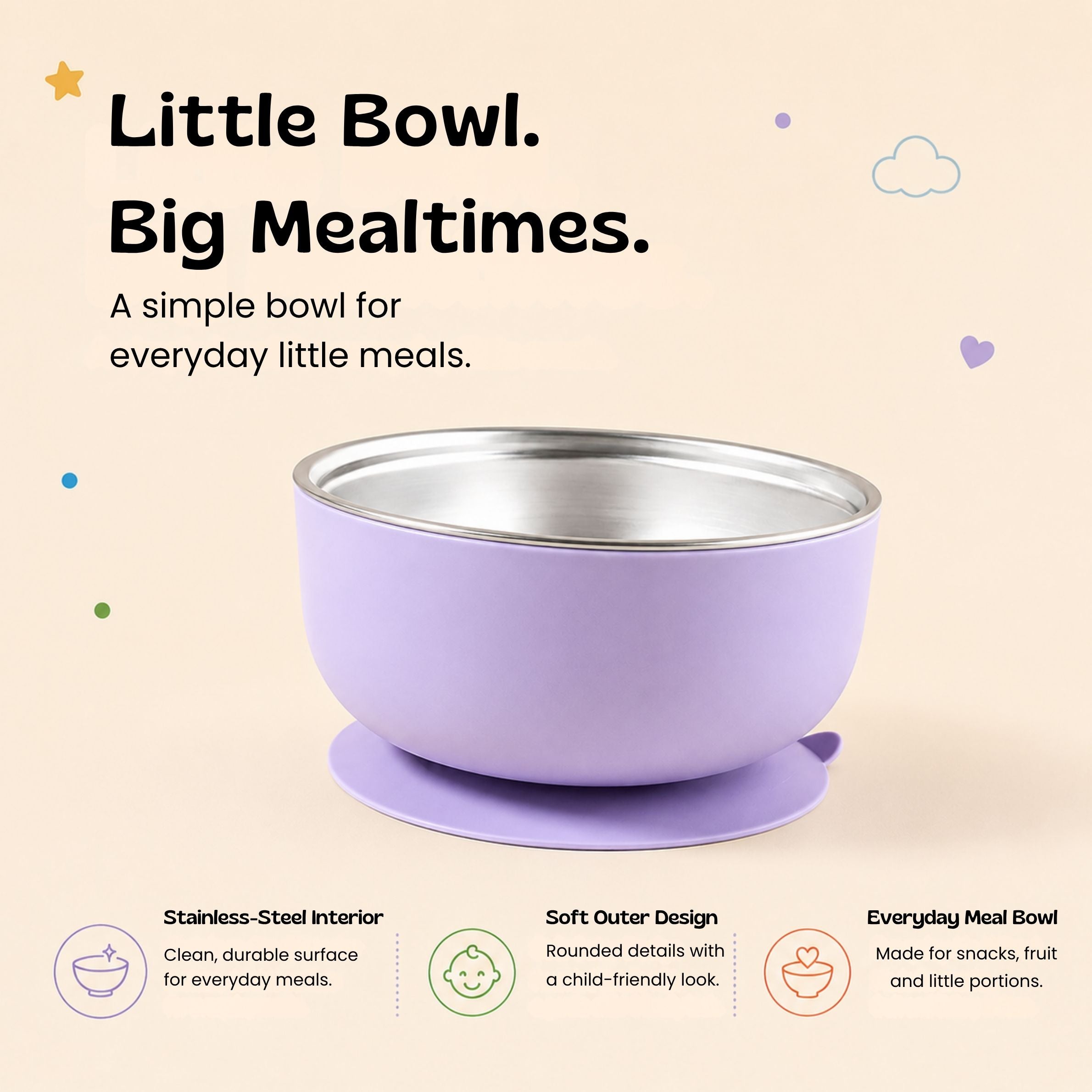 nylyCas™ BearGrip Stainless Steel Suction Bowl