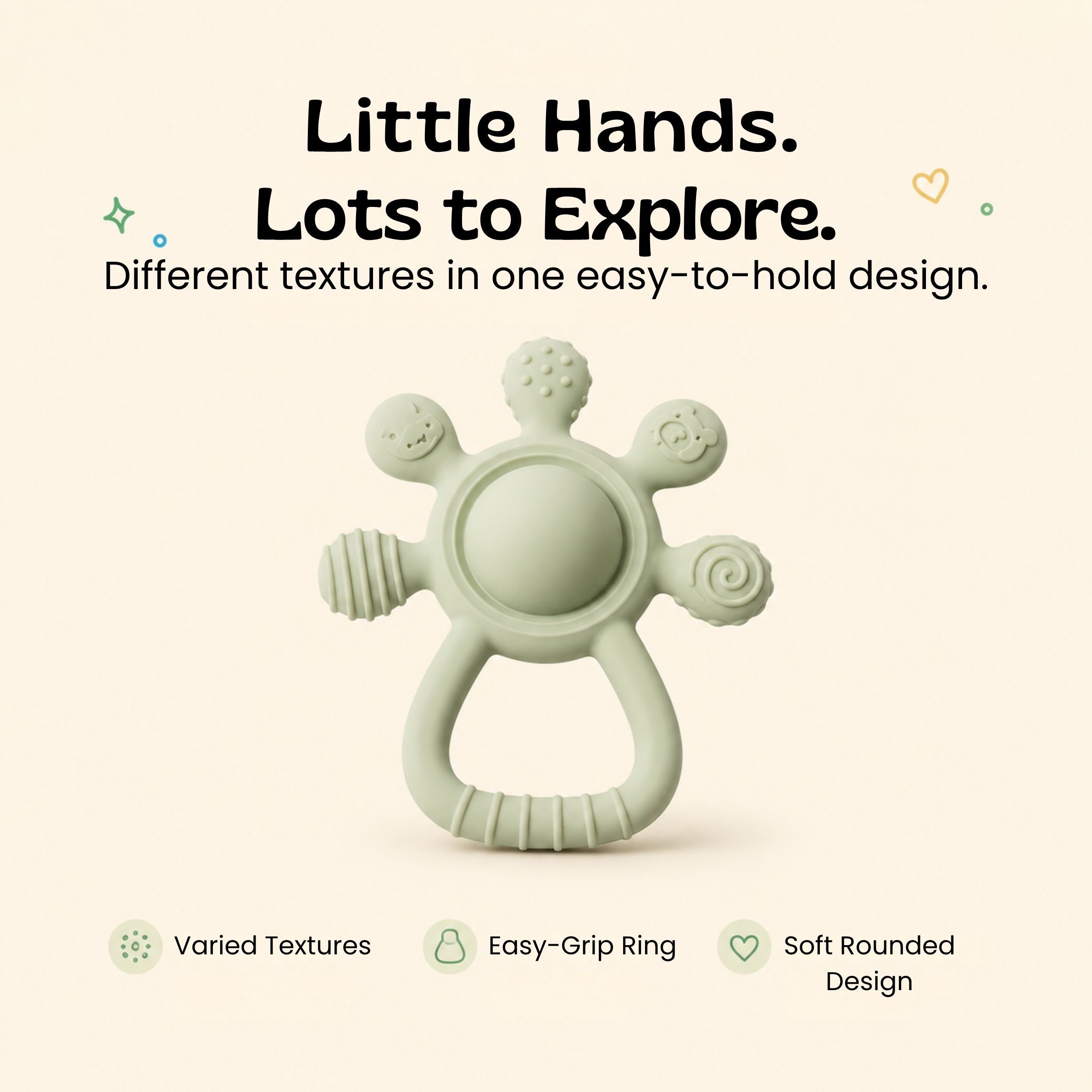 nylyCas™ LittleGrip Silicone Teether Rattle