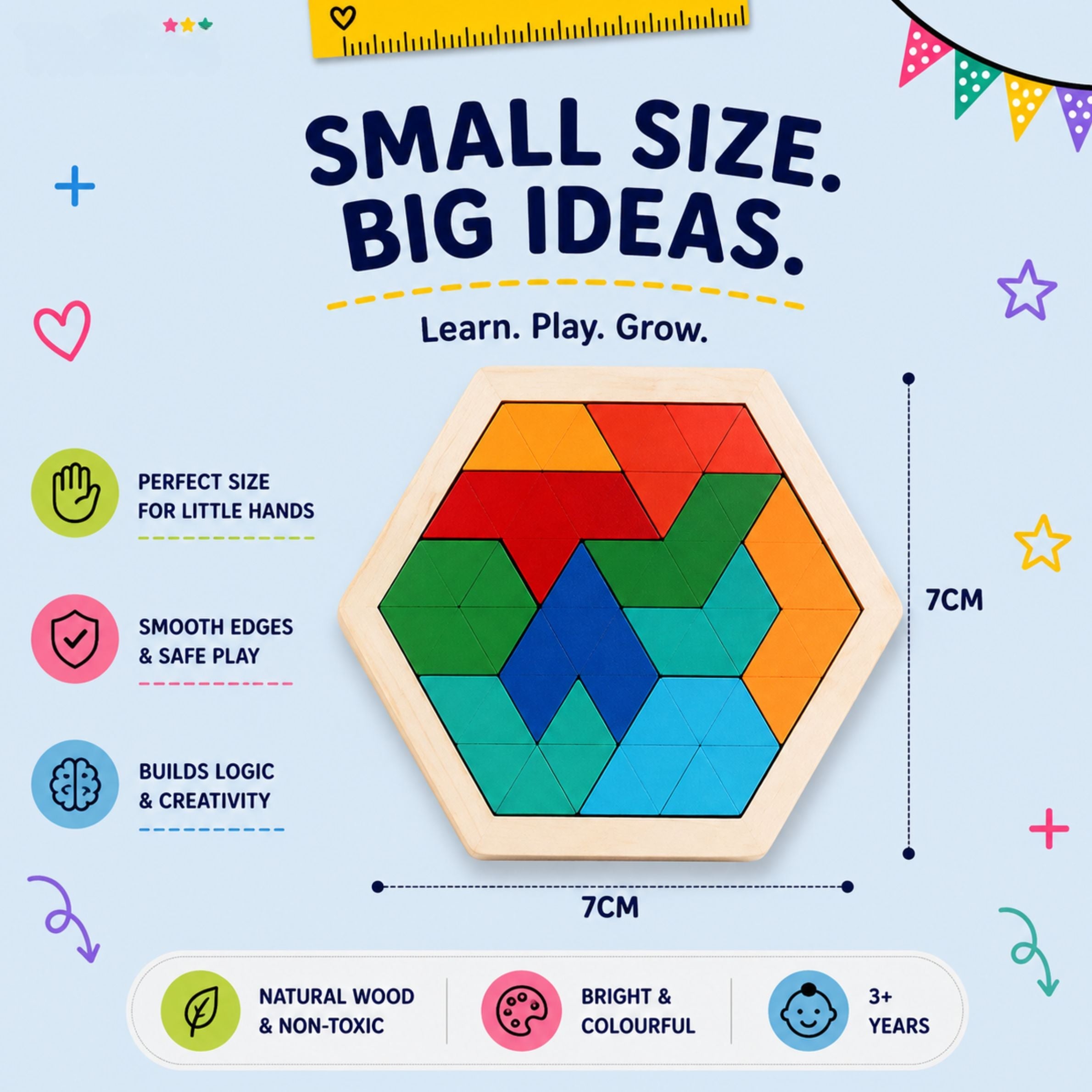 nylyCas™ Wooden Tangram Puzzle Board