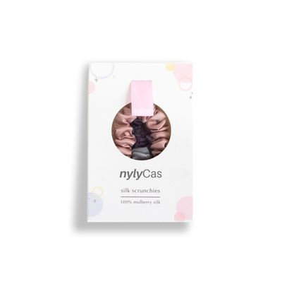 Silk Scrunchies - Blush + Grey
