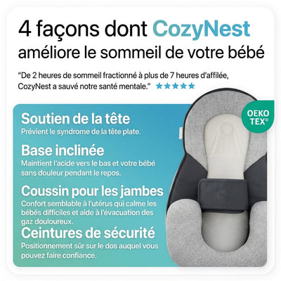 nylyNest™ — Coussin Anti-Reflux Bébé 15° (Reflux & Coliques)