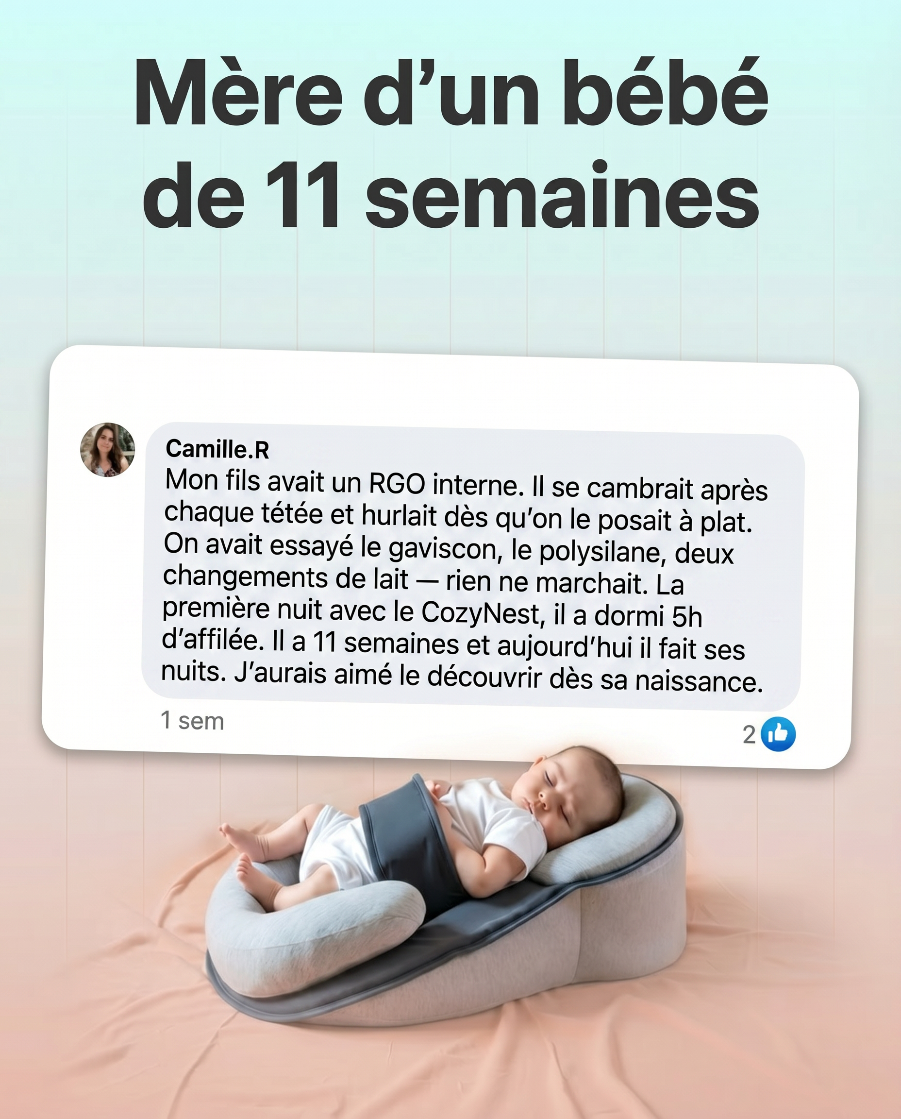 nylyNest™ — Coussin Anti-Reflux Bébé 15° (Reflux & Coliques)